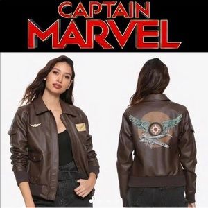 BROWN LEATHER JACKET CAPTAIN MARVEL